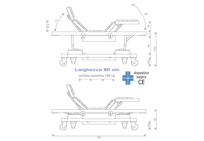 Letto singolo con rete motorizzata elettrica alzata verticale assistita  offerta prezzo con legge 104 per disabili anziani malati IVA Applicata 4%  Optional Nessun Optional